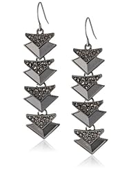 Kensie "Naughty and Nice" Hematite-Plated Pave Triangle Drop Earrings