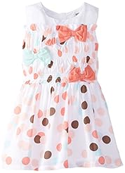 Girls Embroidered  Banding Cap Sleeves Cotton/Polyester Striped Print Floral Print  Dress With a Bow(s)