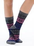 Snow Flake Color block Cashmere Blend Socks Crew 3 Colors Available Womens Great Gift Item