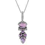 1.54 Carats Amethyst Sterling Silver Celtic Design Pendant With 18 Box Chain