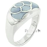 Sterling Silver Blue Mother Of Pearl Lotus Ring