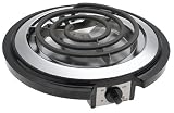 Rival SB110 Single Burner Hot Plate, Chrome and Black