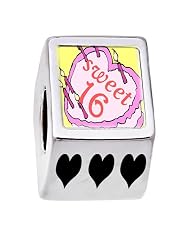 Soufeel Sweet 16 Birthday Cake Photo Heart European Bead Charm Fits Pandora Chamilia Troll Biagi Bracelets