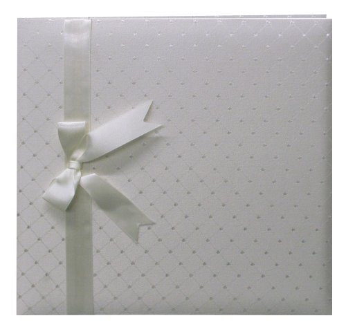 Pioneer 12 Inch by 12 Inch Postbound Diamond Pattern Fabric Cover Memory Book, Ivory