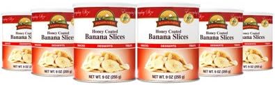 Augason Farms Honey Coated Banana Slices, 9-oz. Can, 6-pk