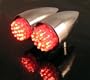 LED Accessory Lights for Motorcycle, ATV or Trailer with Red LEDs in Polished Aluminum Teardrop Housings