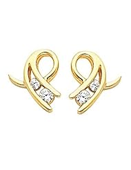 Pair of 14K Yellow Gold Diamond Earrings - 0.20 Ct. -- LIFETIME WARRANTY