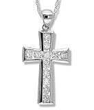 One Carat Diamond Cross Pendant in 14k White Gold