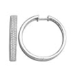 14K White Gold Diamond Hoop Earrings