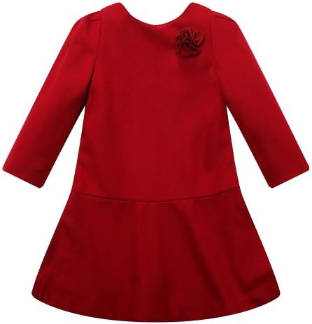 Richie House Girl's Woolen Dress with Flower Brooch RH1207-B-4/5