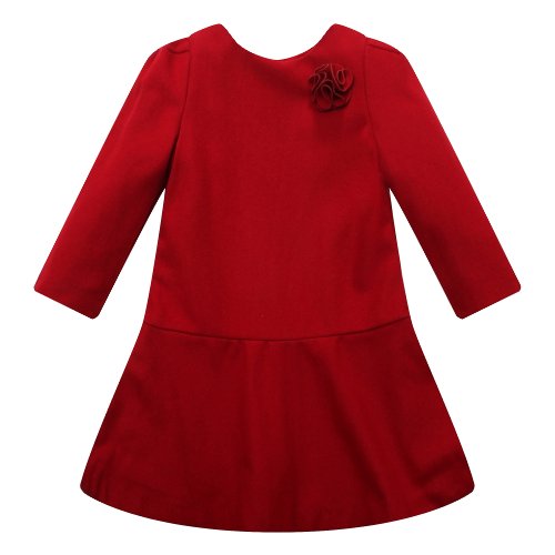 Richie House Girl's Woolen Dress with Flower Brooch RH1207-B-4/5