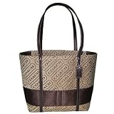 Coach Signature Lozenge Tote Medium Handbag Khaki Mahogany Brown 12252