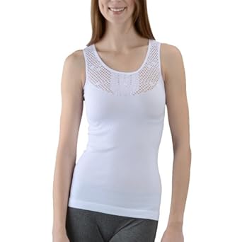 Womens Lace Ribbed Stretch Fitted Tank Top / Camisole by Level 33
