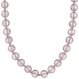 Sterling Silver 8mm Rose Quartz Bead Necklace, 16"