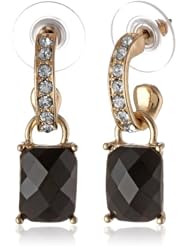 Anne Klein "Starry Night" Gold-Tone and Jet Pierced Square Drop Earrings