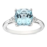 10K White Gold 2 1/2 CT TGW Sky Blue Topaz 0.06 CT TDW Diamond Fashion Ring (G-H, I2-I3)