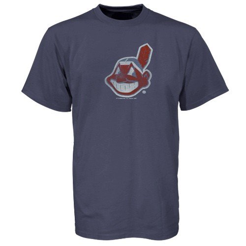 MLB Men's Cleveland Indians Big Time Play Short Sleeve Pigment Dye Tee (Pigment Denim, XX-Large)