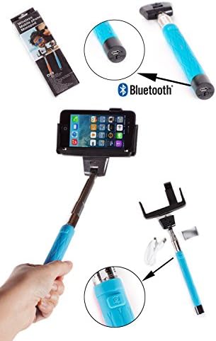 Universal Bluetooth Enabled Extendable Selfie Stick for iPhone 6,iPhone 6 Plus 5s 5c 5 4s 4,Samsung Galaxy S5 S4 S3, Note 10.1 8 3 2 Moto X, Droid 2, Google Nexus 4, 5, 7, 8 (Turquoise)