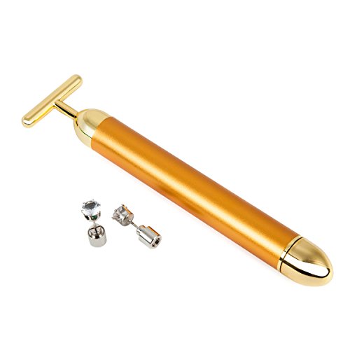SJ 24k Golden Pulse Facial Massager T Shape Gold Facial Beauty Massager Energy Beauty Bar 24k Gold Plated Beauty Bar vibration beauty bar Beauty Accessory