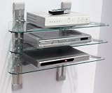Clear Glass AV Wall Shelving with 3 shelves suitable for Sky box, DVD player and games consoles such as WII, PS3 and X box