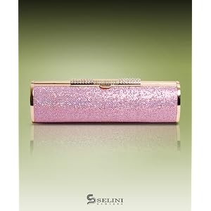 Night Beauty Shiny Sequins Metallic Multi Clutch Evening Bag with Free pre knotted ribbon in stripe...