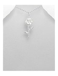 Flower Pendant Necklace In 92.5 Sterling Silver