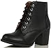 Soda Women's Korman Faux Leather Lace Up High Chunky Heel Ankle Booties, Black, 8 M US