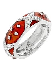Marbled Ruby Red Enamel Ring