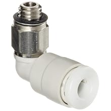SMC KG Series Stainless Steel 303 and PBT Push-to-Connect Tube Fitting, 90 Degree Elbow, 4mm Tube OD x M5x0.8 Male