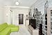 Wallmonkeys Peel and Stick Wall Decals - Bedroom with a Print on the Wall and Green Sofa - 24