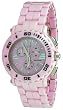 Oniss #ON8109-L Women's Stainless Steel Trim Pink Ceramic Chronograph Watch