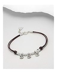 Brown Heart Leather Bracelet In 92.5 Sterling Silver
