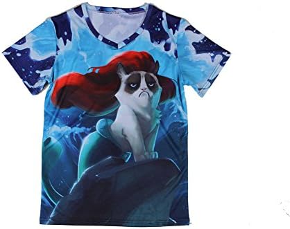 Mafiale Mens V-neck Clown Pattern T-shirt (S, Taa0129 grumpy cat)