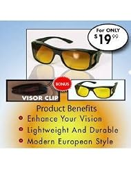 HD Vision Wraparounds Sunglasses Night Vision Glasses Combo Pack by TVTimeDirect