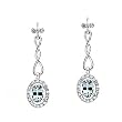 14K White Gold Sky Blue Topaz and Diamond Earrings