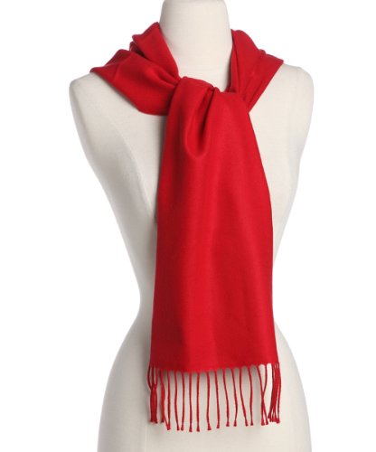 Red Solid Color 100% Cashmere Scarf Made in Scotland