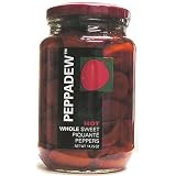 Peppadew Hot Whole Sweet Piquante Peppers 14 Ounce Glass Jars Pack of 6 by Peppadew