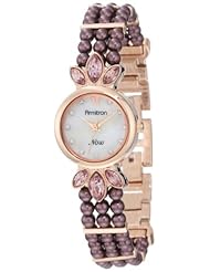 Armitron Womens 75/5041MPRGPR Swarovski Crystal Accented Rosegold-Tone Purple Pearl Bracelet Watch
