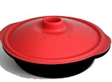 SiliconeCuisine - Papillote en Silicone (Noir) avec couvercle ventilé (Rouge) - 1,25 litre + 1 Ustensile Silicone Cuisine Gratuit