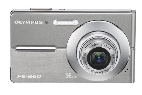 Olympus FE360 8MP Digital Camera with 3x Optical Dual Zoom (Silver)