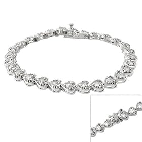 Sterling Silver CZ Heart Tennis Bracelet by 