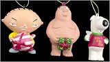 Click for larger image of Set of 3 Family Guy Stewie, Brian and Peter Griffin Christmas Ornaments