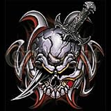 Skull With Sword In Head Adult T-Shirt