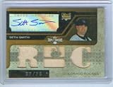Seth Smith Autograph 2008 Topps Triple Threads Baseball Rookie RC Card #158 & #/75 Signed w/ Four Piece Game Used Bat / Colorado Rockies / Oakland Athletics