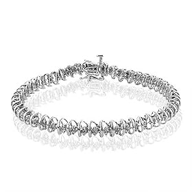 14K White Gold Diamond Bracelet 7.5" by 