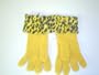 G211y, Hand Trimmed Yellow Angora Wool Gloves with Tiger Paw Wool Cuff for Women and Teens.