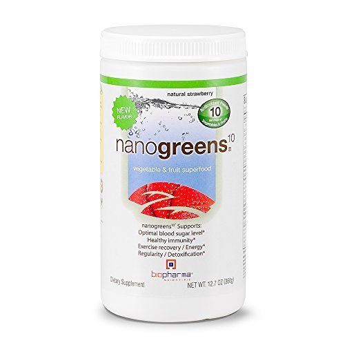 BioPharma Scientific Nanogreens Vegetable & Fruit Superfood 10, 12.70 Ounces, Natural Strawberry by BioPharma Scientific