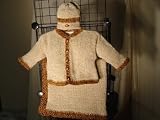 ck95bk,Beige chenille/brown chenille trim infant boy outfit, cardigan,hat,blanket set