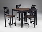 41G8IdYRSZL. SL160  Hillsdale Riverview Squared Counter Height 5 Piece Dining Set, Black, Set Includes 1 Table and 4 Stools
