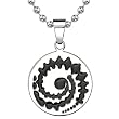 Exclusive Fashion: Designer Inspired Titanium Crop-Circle Black Enamel Pendant for Men on a Stainless Steel Ball Chain